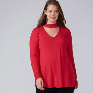 Lane Bryant size 22/24 long sleeve red top